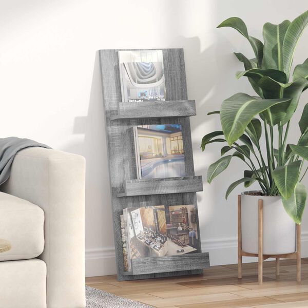 vidaXL Žurnalų stovas Pilkas Sonoma 43 x 11 x 102 cm Apdirbta mediena