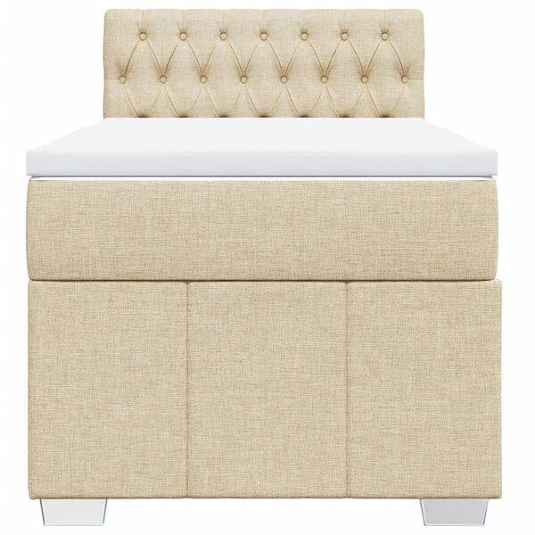 vidaXL Lova su spyruoklėmis ir čiužiniu, kreminė, 80x200cm, audinys