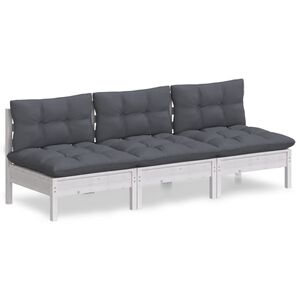 vidaXL Trivietė sodo sofa su antracito pagalvėlėmis, pu&scaron;ies masyvas