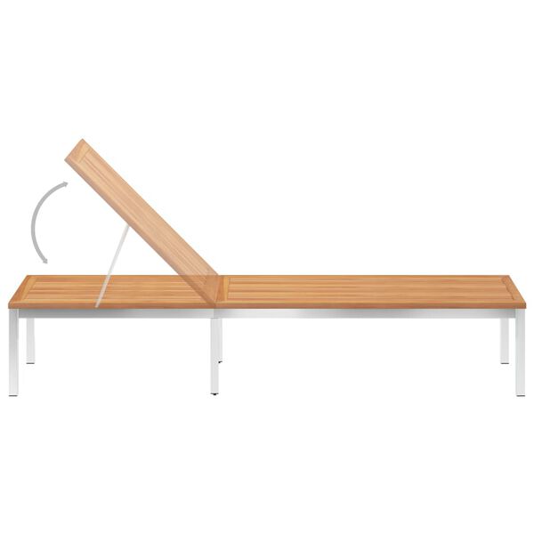 vidaXL Saulės gultas su čiužinuku, tikmedžio masyvas ir plienas