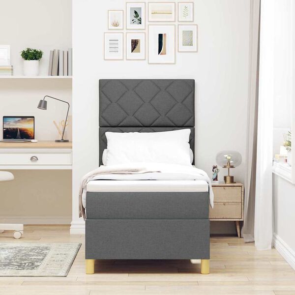 vidaXL LED Čiužinio Lova su čiužiniu Tamsiai pilka 80 x 200 cm audinys