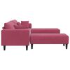 vidaXL Sofa su pagalve 3 pcs Vyno raudona Aksomas