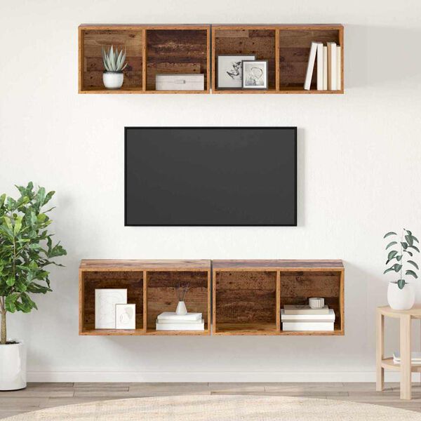 vidaXL TV spintelių komplektas 4 pcs Senovinis medis 37 x 37 x 72 cm
