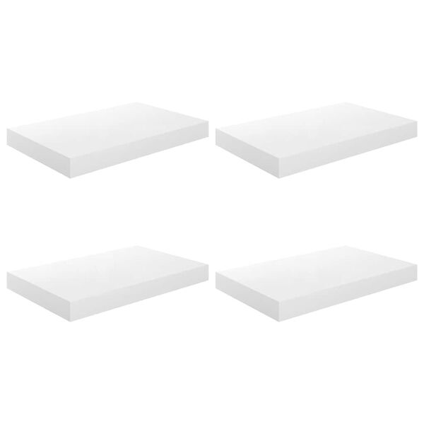vidaXL Pakabinamos sieninės lentynos, 4vnt., baltos, 40x23x3,8cm, MDF