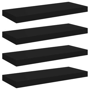 vidaXL Pakabinamos lentynos, 4vnt., juodos, 60x23,5x3,8cm, MDF