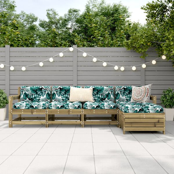 vidaXL Sodo sofos komplektas, 5 dalių, impregnuota pu&scaron;ies mediena