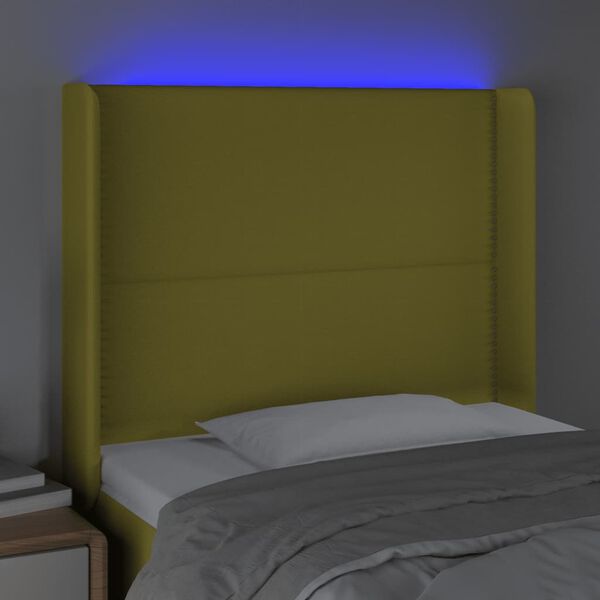 vidaXL Galvūgalis su LED, žalios spalvos, 83x16x118/128cm, audinys