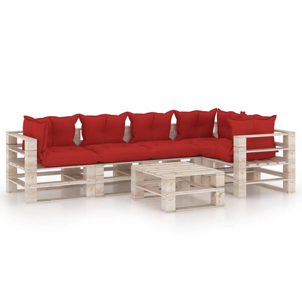 vidaXL Sodo komplektas i&scaron; palečių su pagalvėlėmis, 6 dalių, pu&scaron;is