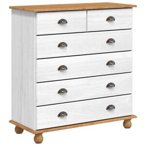 vidaXL Komoda ASKIM Balta 91 x 40 x 95,5 cm Kietos pu&scaron;ies mediena