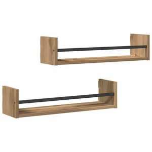 vidaXL Sieninė lentyna 2 pcs Amatininkų ąžuolas 60 x 16 x 14 cm