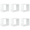 vidaXL Sieninės lentynos, 6vnt., baltos, 22x15x22cm, kubo formos