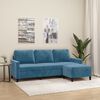 vidaXL Trivietė sofa su pakoja, mėlynos spalvos, 180cm, aksomas