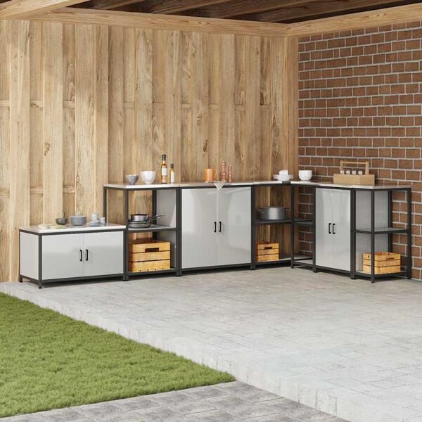 vidaXL Virtuvės saugojimas su lentyna Sidabro 60 x 50 x 92 cm Plienas