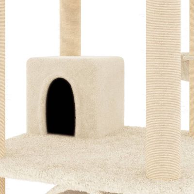 vidaXL Draskyklė katėms su stovais iš sizalio, kreminės spalvos, 141cm