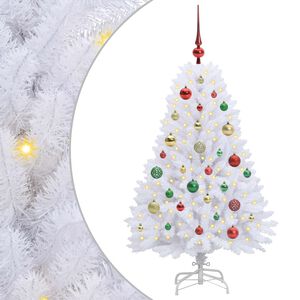 vidaXL Dirbtinė Sulankstoma Kalėdų Eglutė Balta 120 cm PVC ir Plienas