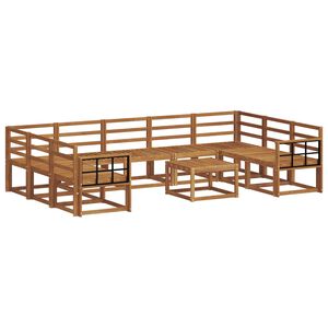 vidaXL Lauko sofos komplektas 10 pcs Natūrali Kietos akacijos mediena