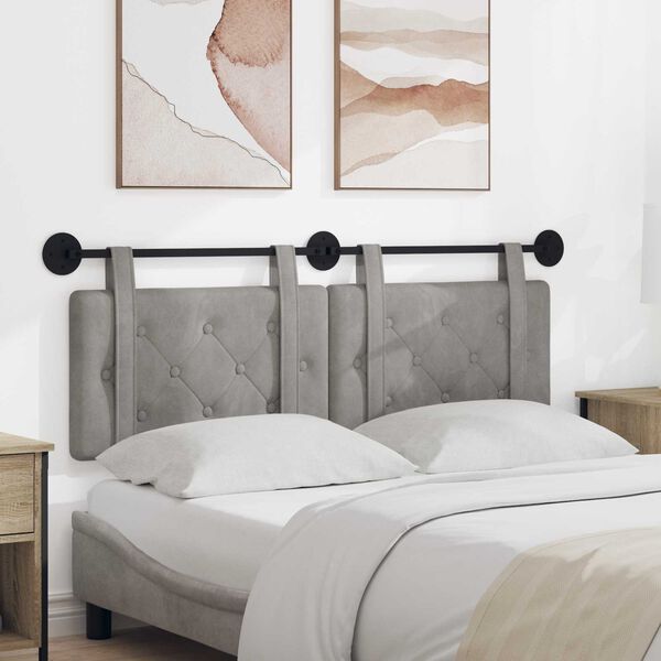 vidaXL Kabantysis galvūgalis &Scaron;viesiai pilka 130 x 55 x 5 cm Aksomas