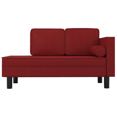 vidaXL Poilsio sofa su pagalvėmis ir ilga pagalve, vyno, dirbtinė oda