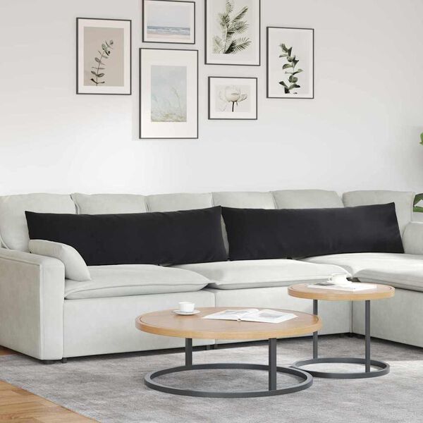 vidaXL Sofa Pagalvės 2 pcs Juoda 145 x 40 cm Kordūrinis audinys