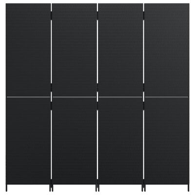vidaXL Kambario pertvara, 4 segmentai, juodos spalvos, poliratanas