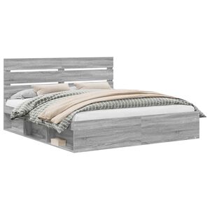 vidaXL Lovos rėmas Pilkas Sonoma 200 x 200 cm Kietos pu&scaron;ies mediena