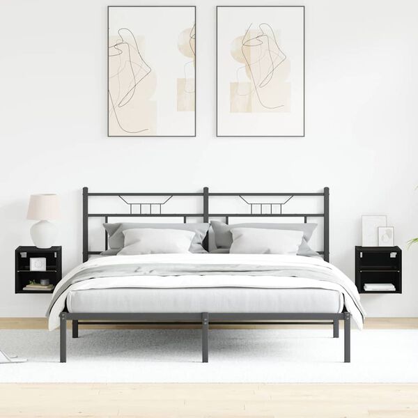 vidaXL LED sieninis &scaron;oninis stalelis su Juoda Apdirbta mediena