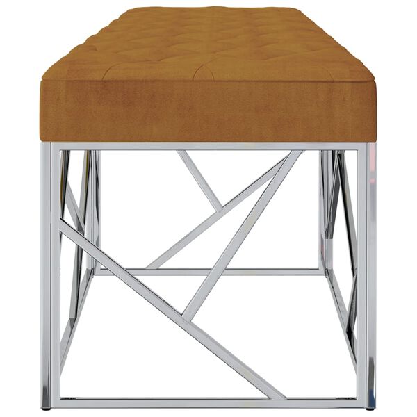 vidaXL Suoliukas, rudos spalvos, 97cm, aksomas ir nerūdijantis plienas