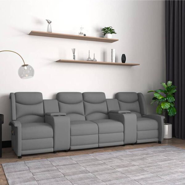 vidaXL Keturvietis atlošiamas masažinis krėslas, šviesiai pilkas