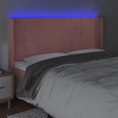 vidaXL Galvūgalis su LED, rožinės spalvos, 183x16x118/128cm, aksomas