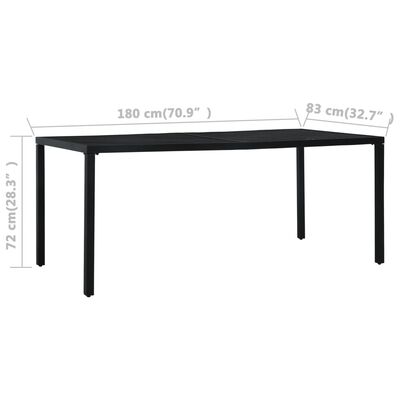 vidaXL Sodo stalas, juodos spalvos, 180x83x72cm, plienas