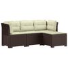 vidaXL 4 Vietų Sodo Sofa su Pagalvėlėmis Ratanų Imitacija PP Ruda