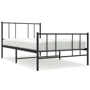 vidaXL Lovos rėmas su galvūgaliu/kojūgaliu, juodas, 90x190cm, metalas