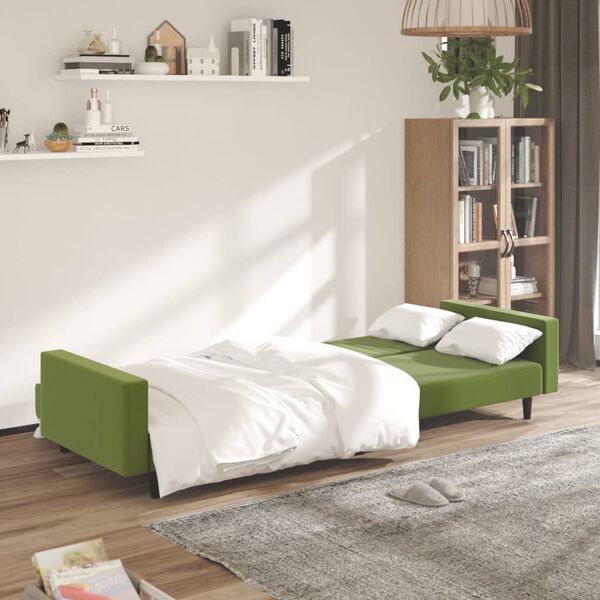 vidaXL Dvivietė sofa-lova, &scaron;viesiai žalios spalvos, aksomas
