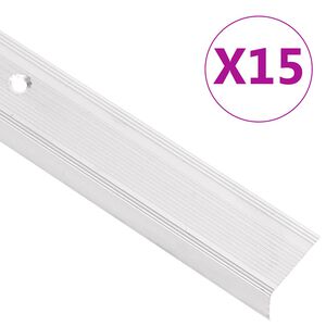 vidaXL Profiliai laiptams, 15vnt., sidabro, 90 cm, aliuminis, L formos