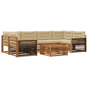 vidaXL Lauko sofos komplektas su pagalve 7 pcs Natūralus ir bežinis
