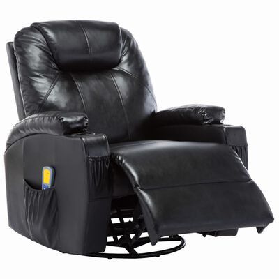 vidaXL Supamasis masažinis krėslas, juodos spalvos, dirbtinė oda