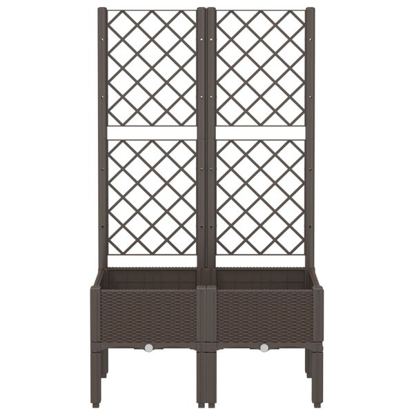 vidaXL Sodo lovelis su treliažu, rudos spalvos, 80x40x142cm, PP