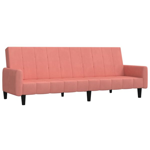 vidaXL Dvivietė sofa-lova, rožinės spalvos, aksomas