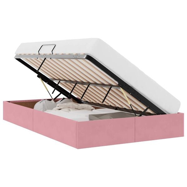 vidaXL Saugos lova su saugykla Rožinė 120 x 200 cm Aksomas