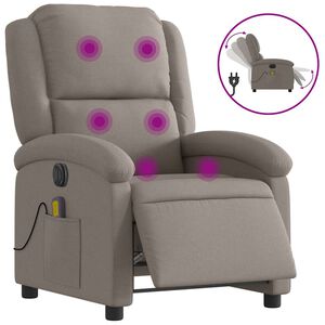 vidaXL Elektrinis atlo&scaron;iamas masažinis krėslas, taupe, audinys