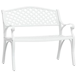 vidaXL Sodo suoliukas, baltos spalvos, 102cm, lietas aliuminis