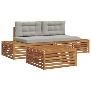 vidaXL Lauko sofos komplektas 3 Vienetas Natūrali ir &scaron;viesiai pilka