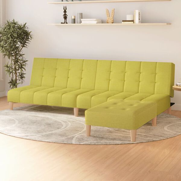 vidaXL Dvivietė sofa-lova su pakoja, žalios spalvos, audinys