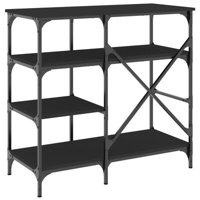 vidaXL Virtuvės lentyna, juoda, 90x40x84cm, apdirbta mediena/metalas