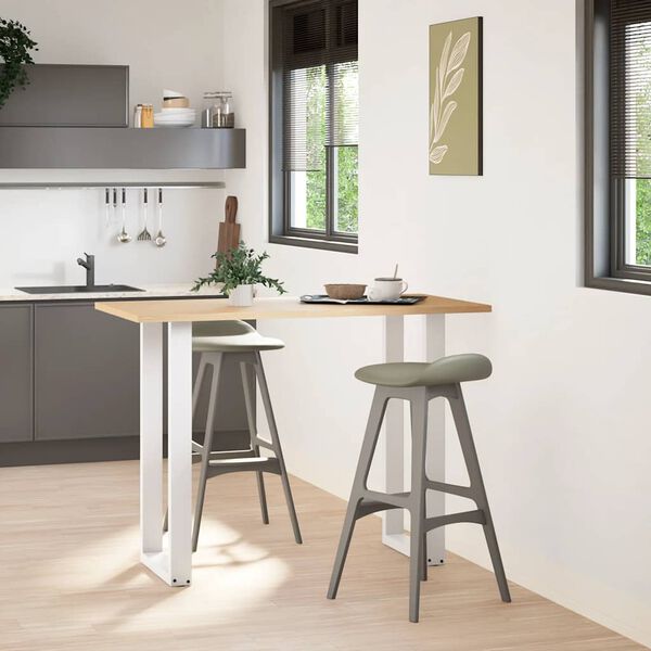 vidaXL Baro stalo kojos, U formos, 2 vnt., baltos, 50x(100-101) cm, plienas