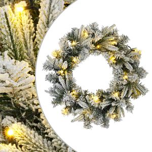 vidaXL Kalėdų Vainikas Žalia ir balta &Oslash; 50 cm PVC ir PE 25 LED