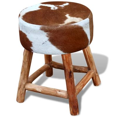 vidaXL Baro kėdė, tikra karvės oda, ruda ir balta
