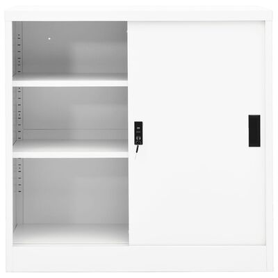vidaXL Biuro spintelė su stumdomom durim, balta, 90x40x90cm, plienas