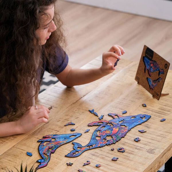 UNIDRAGON Medinė dėlionė Milky Whales, 286 detalės, 43x27cm, didelė