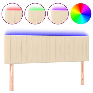 vidaXL Galvūgalis su LED, kreminės spalvos, 144x5x78/88cm, audinys